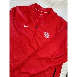 Nike Windbreaker Mens XL Red Houston Cougars UH Quarter Zip Pullover Side Zips